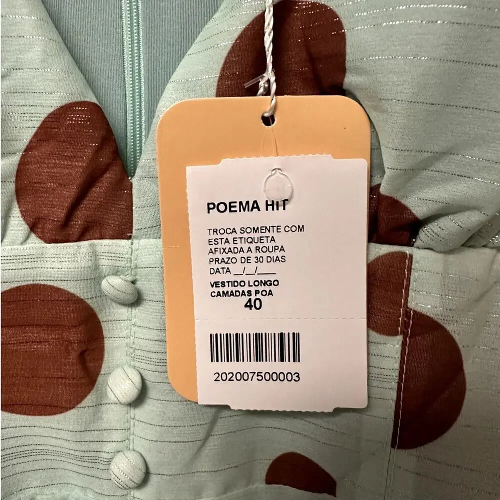 Poema Hit Long Polka Dot Tiered Maxi Dress Size M NWT - Picture 2 of 7